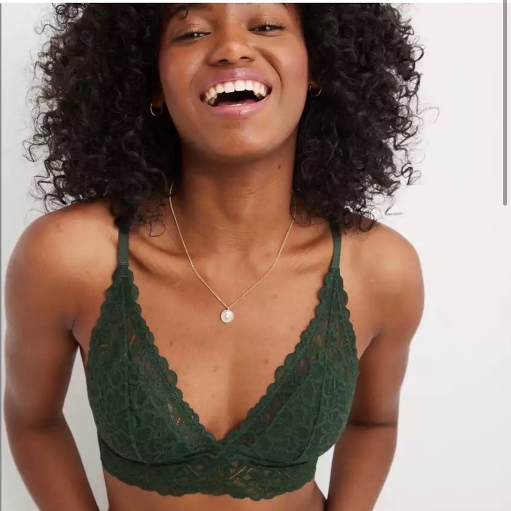 Aerie Tinsel Lace Padded Plunge Bralette
